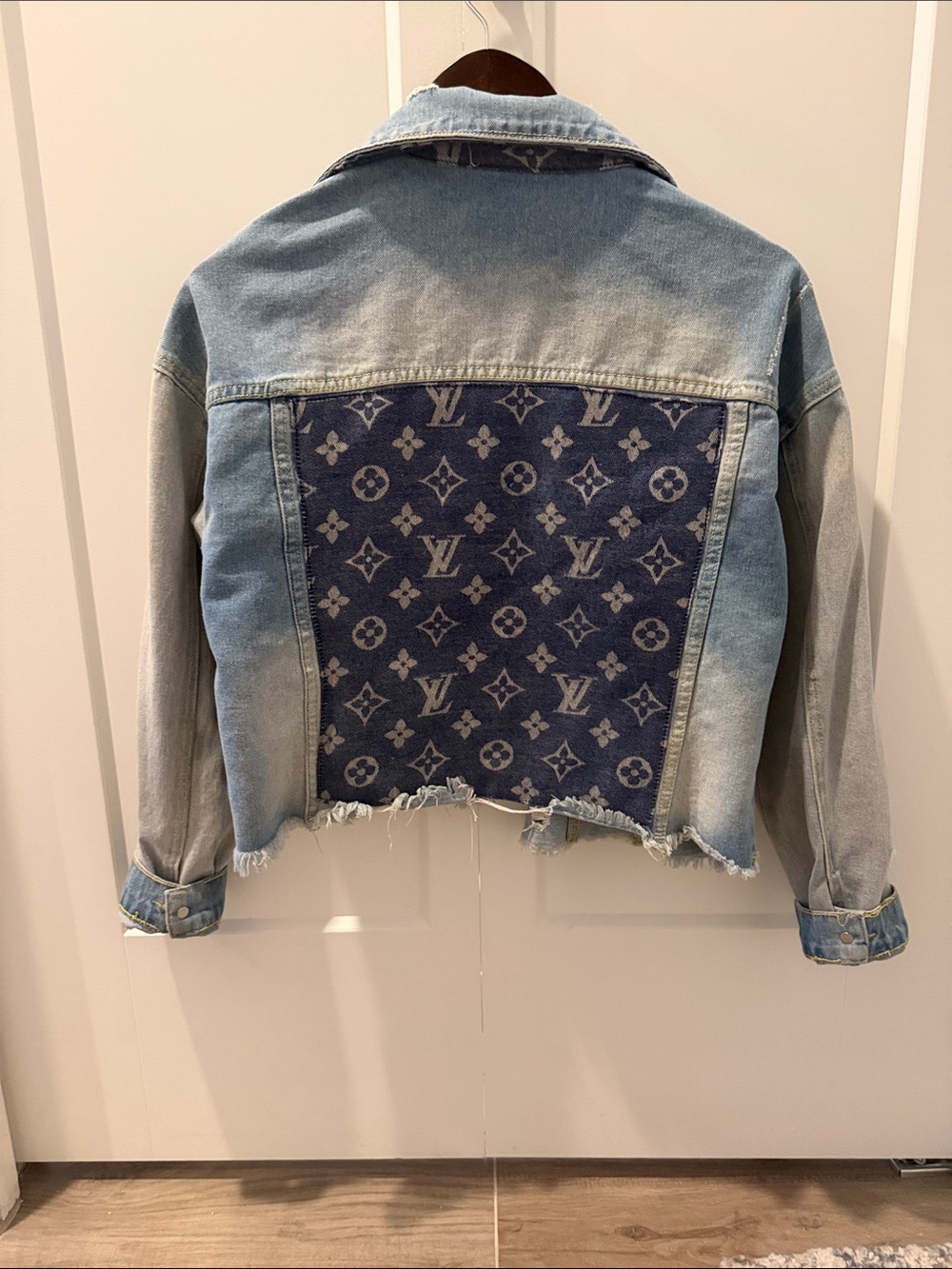 Light Blue Denim Jacket with Monogram Back Panel